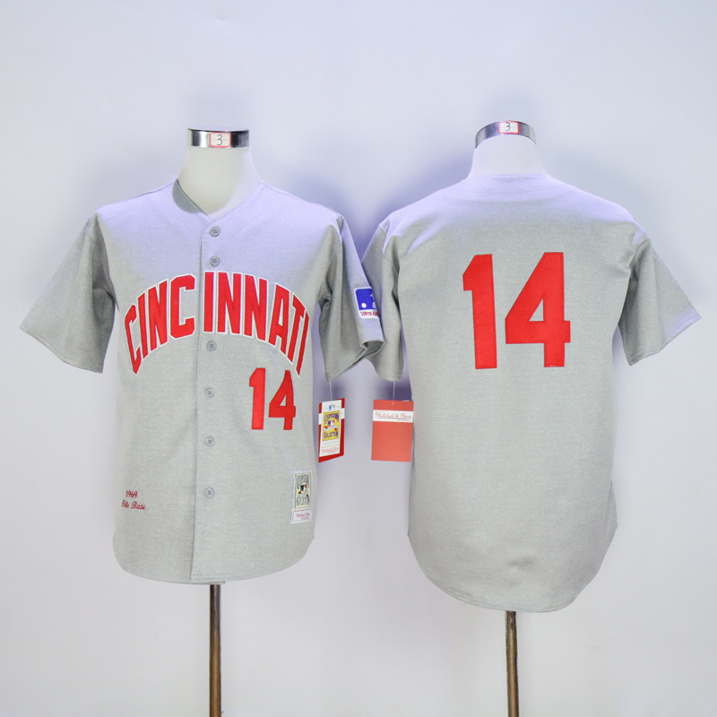 Men MLB Cincinnati Reds #14 Rose Grey throwback 1969 jerseys->cincinnati reds->MLB Jersey